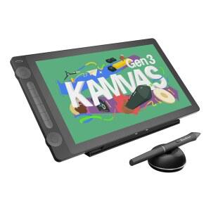 화면이 있는 HUION KAMVAS 16 (3세대) 드로잉 태블릿, 15.8 인치 2.5K QHD 아트 태블릿, 풀 라미네이트 안티 스파클 글래스, 99 % sRGB, 펜테크 4.0, 16384 펜 압력, Mac, PC, Android용 듀얼 다이얼