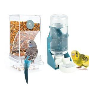라이펫 노 메스 버드 급수 디스펜서 용기 피더 액세서리 새 카나리아용 세트 작은 아크릴 케이지 식품 자동 코카투 앵무새 투명