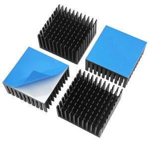 4PCS 알루미늄 방열판 40x40x20mm, 열전도성 접착 테이프 포함, 40mm 키트 냉각기, VRM GPU 라우터 스테퍼 드라이버 3D 프린터 모터 NEMA 17 펠티어 모듈, 블랙