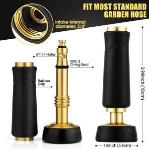 가든 호스 노즐 헤비 듀티 조절 금속 고압 360 세차 부착 야외용 노즐 배터 2팩 식물