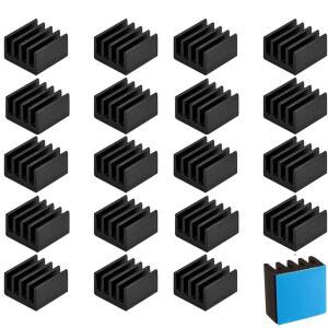 이지카고 20pcs 9mm 소형 미니 히트싱크 키트 9x9x5mm + 3M 8810 열전도 접착 테이프, 냉각용 VRM GPU 스테퍼 드라이버 MOSFET VRam 레귤레이터용 쿨러 알루미늄 히트싱크(9mmx9mmx5mm)