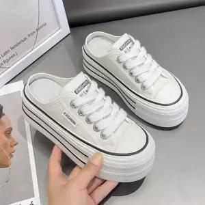 여성 2컬러 적당 통굽 사계절 데일리 캔버스뮬 슬리퍼 여성슬리퍼 여름슬리퍼 쪼리