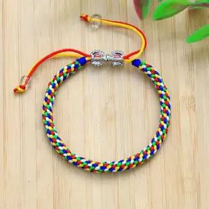 오색실 팔찌 매듭 실 행운 행운 건강 행복 기원 길이 매듭팔찌 실팔찌 심플팔찌