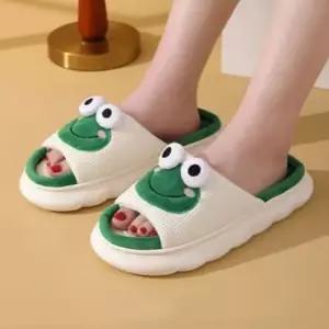 두꺼운 쿠션 왕눈 개구리 슬리퍼 미끄럼방지 거실화 귀여운실내화 귀여운슬리퍼