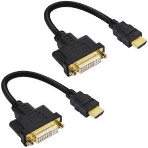 Togconn HDMI 남성에서 DVI 여성 어댑터(2팩) 양방향 DVI 여성에서 HDMI 남성 커넥터, Roku, Xbox One, PS5 PS4 블루레이 DVD, A/V 리시버-0.6피트 지원