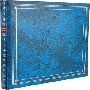 파이오니어 사진 앨범 MP-300/RB 300 포켓 포스트 바운드 가죽 커버 3.5 x 5.25 프린트 로얄 블루