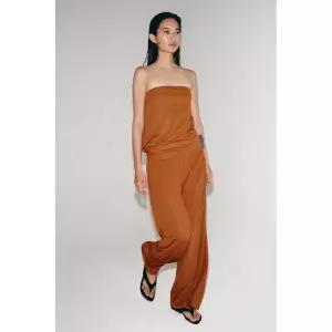 ZARA 러스틱 스트레이트 팬츠 - 황토색 412976