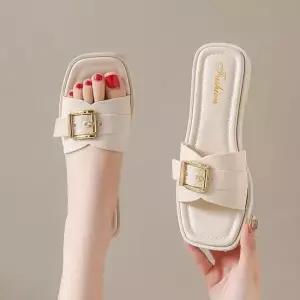 여자 여름 데일리 플랫 낮은굽 버클 슬리퍼 뮬 여름슬리퍼 패션슬리퍼 여름실내화