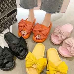 여자 리본 슬리퍼 장식 이쁜 귀여운 휴양지 여행 뮬 여자슬리퍼 여성슬리퍼 바캉스룩