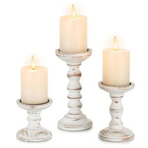 기둥 양초용 로마데 나무 양초 농가 높은 - 세트, 브라운 테이블 8.3