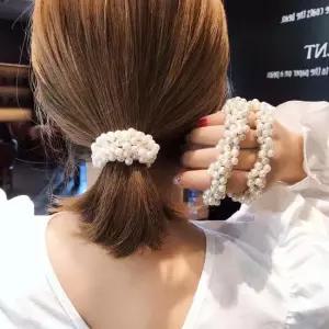 편한 진주 헤어끈 잇백잇슈 귀여운리본진주헤어끈 예쁜편한 일상외출 편한 진주 고무줄