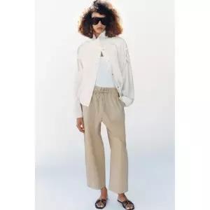 ZARA 엘라스틱 웨이스트 테이퍼드 팬츠 - 라이트 카멜 413066