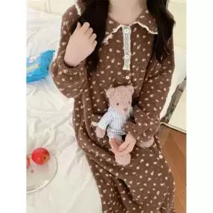 엘럽 캐주얼 슬립 커플 잠옷세트 뽀글이 잔꽃 속옷 박템1