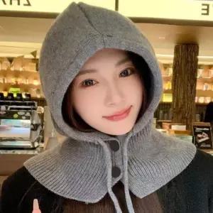 니트 페이크 후드모자 바라클라바 겨울 방한모자 바라클라바 후드워머 후드넥워머