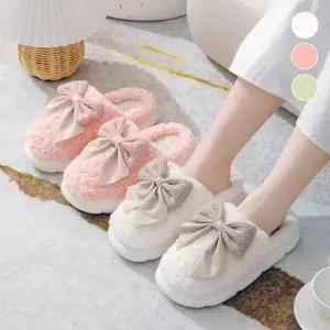 러블리한 리본 뽀글이 회사슬리퍼 실내용 방한실내화 겨울실내화 스마일슬리퍼