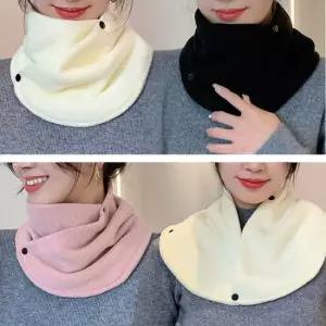 LW 이중 단추 숄 넥워머 방한 머플러 목도리 보온 니트넥워머 목토시 니트목토시