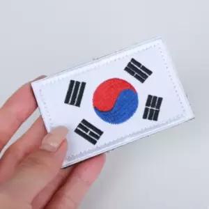 화이트 태극기 자수패치 찍찍이 밀리터리 와펜 대한민 태극기패치 태극기와펜 국기패치