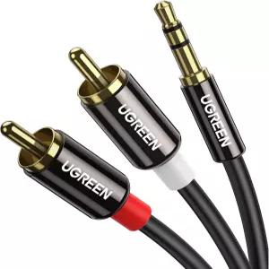 UGREEN 3.5mm RCA 케이블 6.6피트 남성 대 보조 오디오 어댑터 하이파이 사운드 헤드폰 잭 금속 쉘 Y