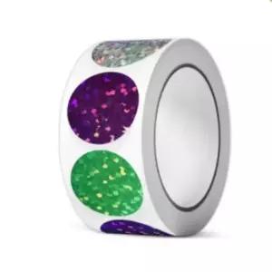 1롤(500매) 2.5cm 동그란 반짝이 원형 스티커 라벨 씰