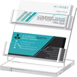 HIMIEI 명함 홀더 책상 아크릴 디스플레이 사무실 전시회 회의 집 120장의 카드 용량을 위한 2단 투명