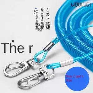 LINUE 스틸 와이어 로프 가드 낚시 큰 텔레스코픽 높은 탄성 낚싯대 자동