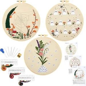 초보자를 위한 크래프마노 귀여운 유령 자수 키트 할로윈 스타터 여성을 취미용 재미있는 카운트 크로스