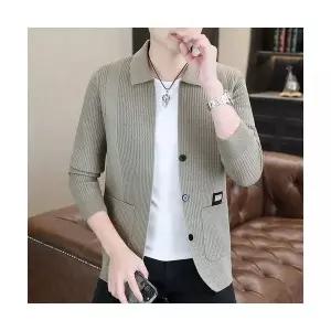 엘럽 남성용 칼라넥 봄가을 숄카라 와펜 카디건 스웨터 패션 캐주얼 긴팔 박템3