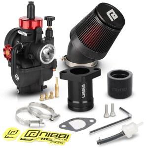 흡기 매니폴드 CNC 공기 필터가 장착된 NIBBI 프레데터 212 카뷰레터 키트, 콜먼에 적합, 196cc 212cc 224cc 엔진 성능 부품(블랙)