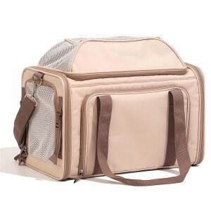 후쿠마루 고양이 캐리어, 18x11x11 확장 가능한 부드러운 여행용 통풍 항공사 승인 반려견 긁힘 방지 메쉬가 있는 내구성 소형 고양이용 탈출 반려동물 핑크