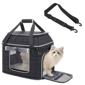 최고 확장형 반려동물 캐리어: 노블 덕 항공, 최대 20파운드까지 고양이/개용 여행 가방 승인 | 스트레스를 줄이기 위한 미끄럼 방지 지퍼와 프라이버시 커튼으로 부드러운 측면,