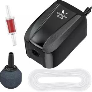 유니라이프 아쿠아리움 에어 펌프 듀얼 콘센트 어항 에어레이터 5-200갤런 탱크용 액세서리 포함