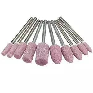 우드틴엑스 10개 1/8 샹크 연마재 장착 스톤 로터리 툴 연삭 휠 비트 세트 드멜용