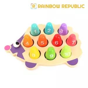 (힘찬)PV 고슴도치 숫자 블럭 원목블록 나무 장난감 놀이