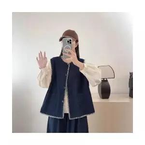 여자 조끼 캐주얼 데님 가을 싱글 레이어드 야상 ST3