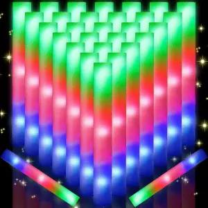 OLUP 124 PCS 글로우 스틱 폼 라이트 업 3가지 모드 컬러 플래시 인 더 다크 파티 용품 벌크 팩 레이브