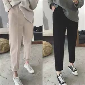 겨울 따뜻한 핀턱 모직팬츠 슬랙스 허리밴딩 여자바지 모직바지