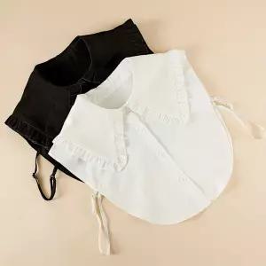 (힘찬)면 프릴 빅 페이크 카라 넥케이프 이너 레이어드 목만있는 카라만 셔츠 연출 랩블라우스 차이나