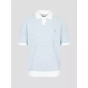 매장정품 빈폴 25FW 투톤 오픈칼라넥 니트 - 스카이 블루(BC5751C14Q) 218685