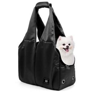 소형견, 고양이, 강아지를 위한 강아지 지갑 캐리어 u2013 소프트 사이드 여행용 펫 토트백, 접이식, 경량, 최대 15파운드의 반려동물을 여행용, 외출용(블랙)