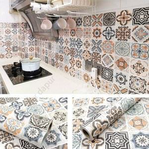 40cm 방수 벽 스티커 욕실 자체 접착 벽지 주방 오일 방지 PVC 캐비닛 리노베이션 유럽 스타일 3D 홈