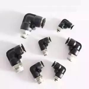 10PCS 블랙 PL 공압 퀵 커넥터 4/6/8/10/12mm 호스 피팅 수나사 M5 1/8 1/4 3/8 1/2 엘보우 플러그인