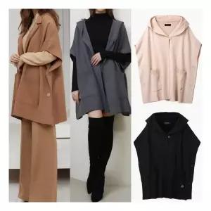 오버핏 후드 케이프 니트 택1