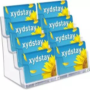 책상용 아크릴 명함 홀더 8개의 포켓이 있는 4단 투명 플라스틱 디스플레이 스탠드 사무실 및 작업 공간