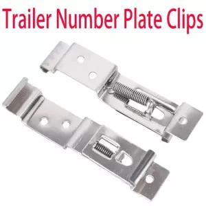 2개입 직사각형 자동차 번호판 스프링 장착 스테인리스 스틸 브래킷 차량 프레임 홀더 클램프 트레일러