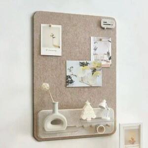 펠트 장식 보드 코르크 보드 푸시 핀 나무 가있는 홈 사진 벽 백보드 용 자체 접착 게시판