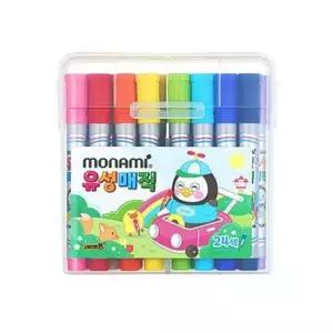 [문구/오피스] 모나미 펭수 유성매직 둥근닙 24색 세트 채색 미술재료 종이 금속 나무
