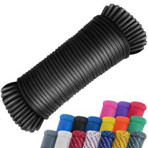 SMART&CASUAL 100피트 1/4인치 폴리에스터 로프(나일론 로프와 비교 가능) 의류 라인 플래그 폴 캠핑 크래프팅용 폴리 스트롱 유틸리티 코드(블랙)