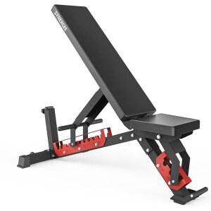 시너지 조절식 윙 백 운동 벤치. 덤벨 및 바벨 프레스 운동과 운동을 위한 웨이트 상업용, 차고 홈 체육관에 적합합니다.