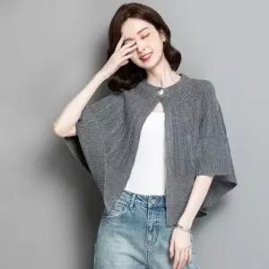 여성용 니트 봄가을 숏 망토 루즈핏 가오리핏 반팔 겉옷 카디건 케이프 가을옷 MF2