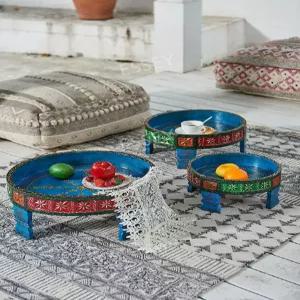 인도테이블 다다미 과일 커피 거실 책상 원목 발코니 테이블 접시 작은 둥근